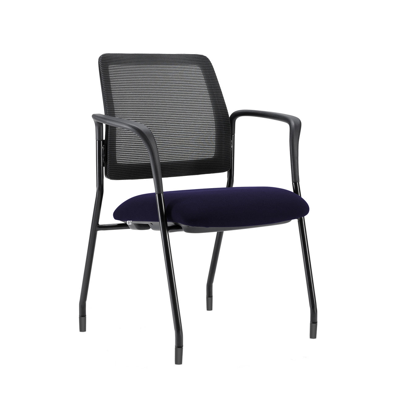 OfficeSource Starlight Stacking Chair with Arms - Navy Fabric