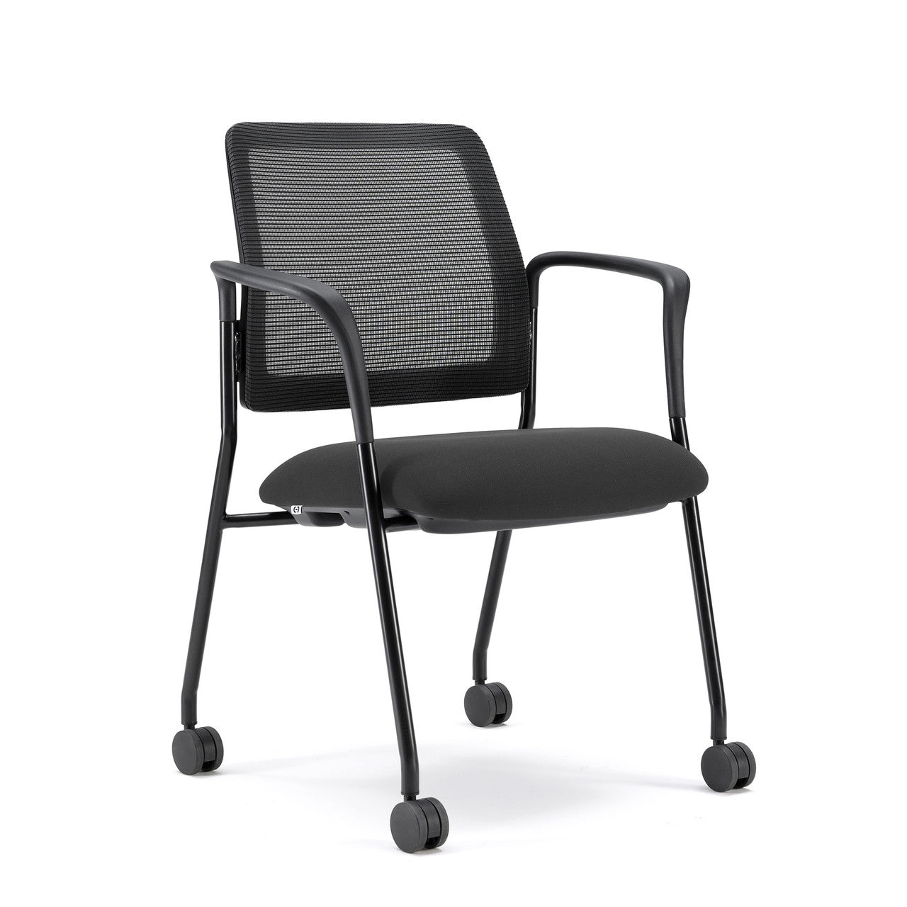 OfficeSource Starlight Stacking Chair with Arms - Charcoal Fabric