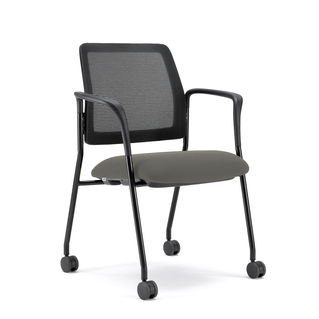 OfficeSource Starlight Stacking Chair with Arms - Light Gray Fabric