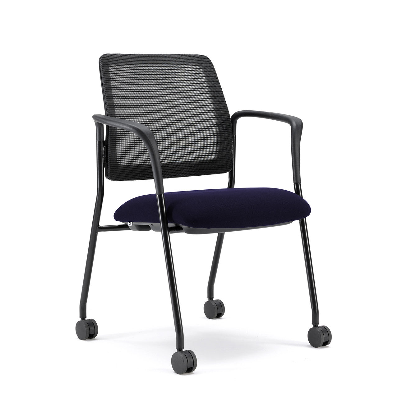 OfficeSource Starlight Stacking Chair with Arms - Navy Fabric