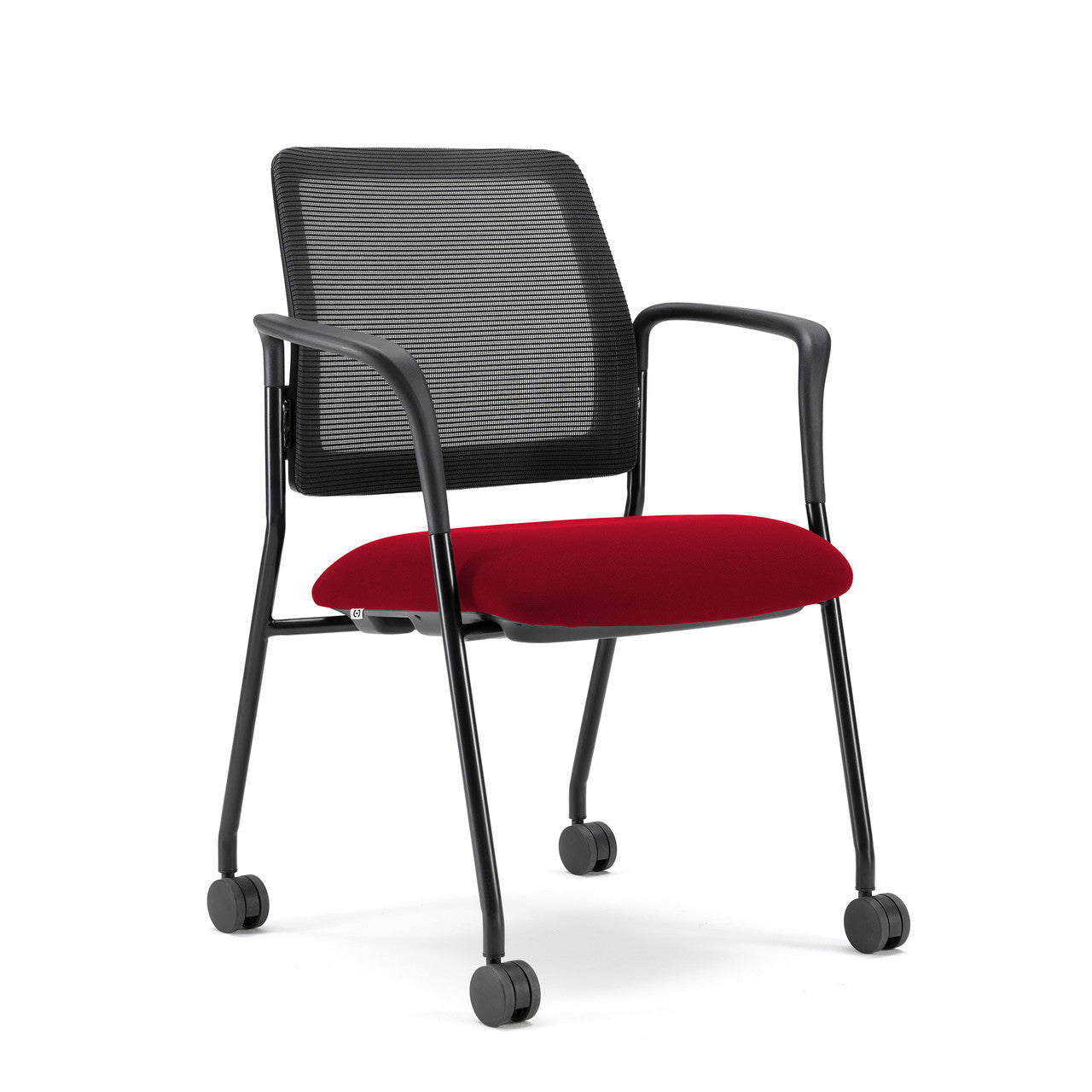 OfficeSource Starlight Stacking Chair with Arms - Red Fabric