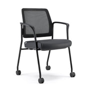 OfficeSource Starlight Stacking Chair with Arms - Black PU Leather