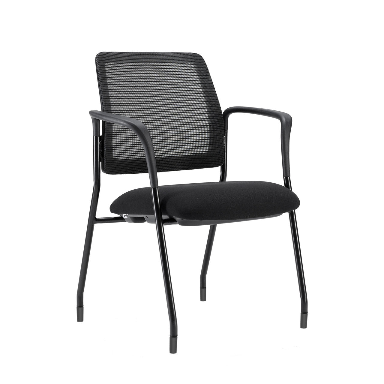 OfficeSource Starlight Stacking Chair with Arms - Black Fabric
