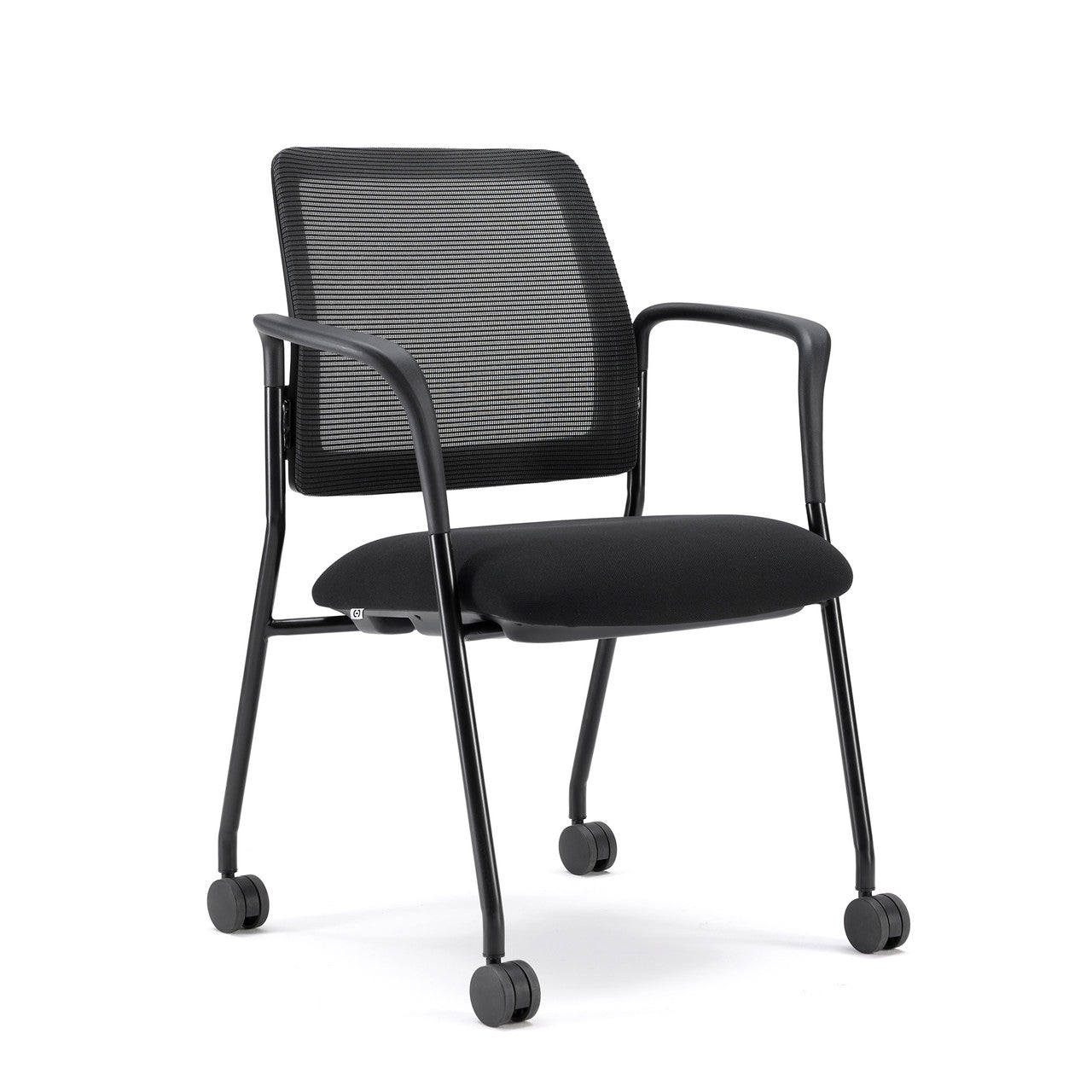 OfficeSource Starlight Stacking Chair with Arms - Black Fabric
