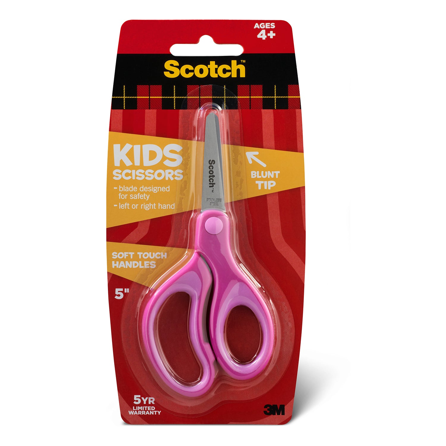 Kids 5 inch Scissors, Soft Grip Handles, Blunt, 4+