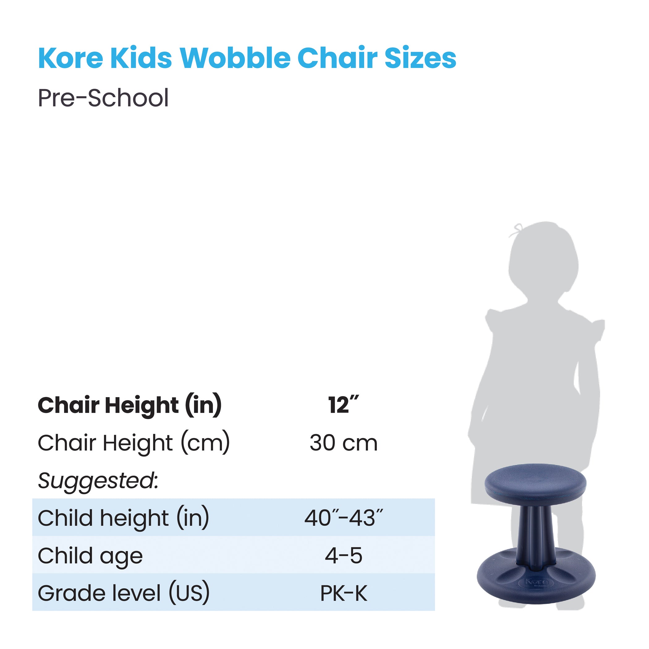 Pre-School Wobble Chair 12", Dark Blue