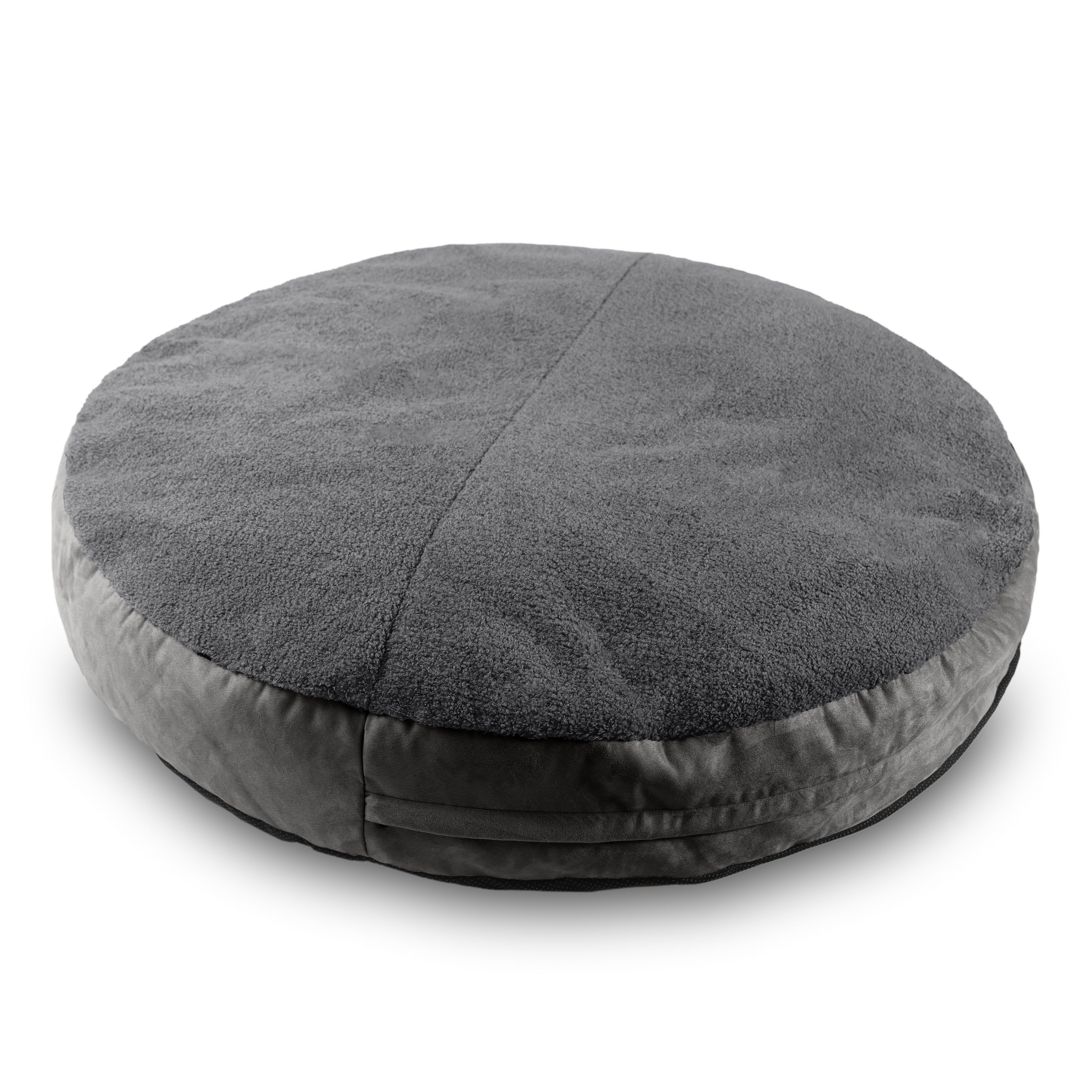 Jaxx Robbi Dog Bed Bean Bag – Round Bed with Machine Washable Cover and No-Slip Base - Supportive Memory Foam for Senior Dogs & Joint Pain Relief - Ultimate Comfort & Luxury - Large, Grey / Charcoal