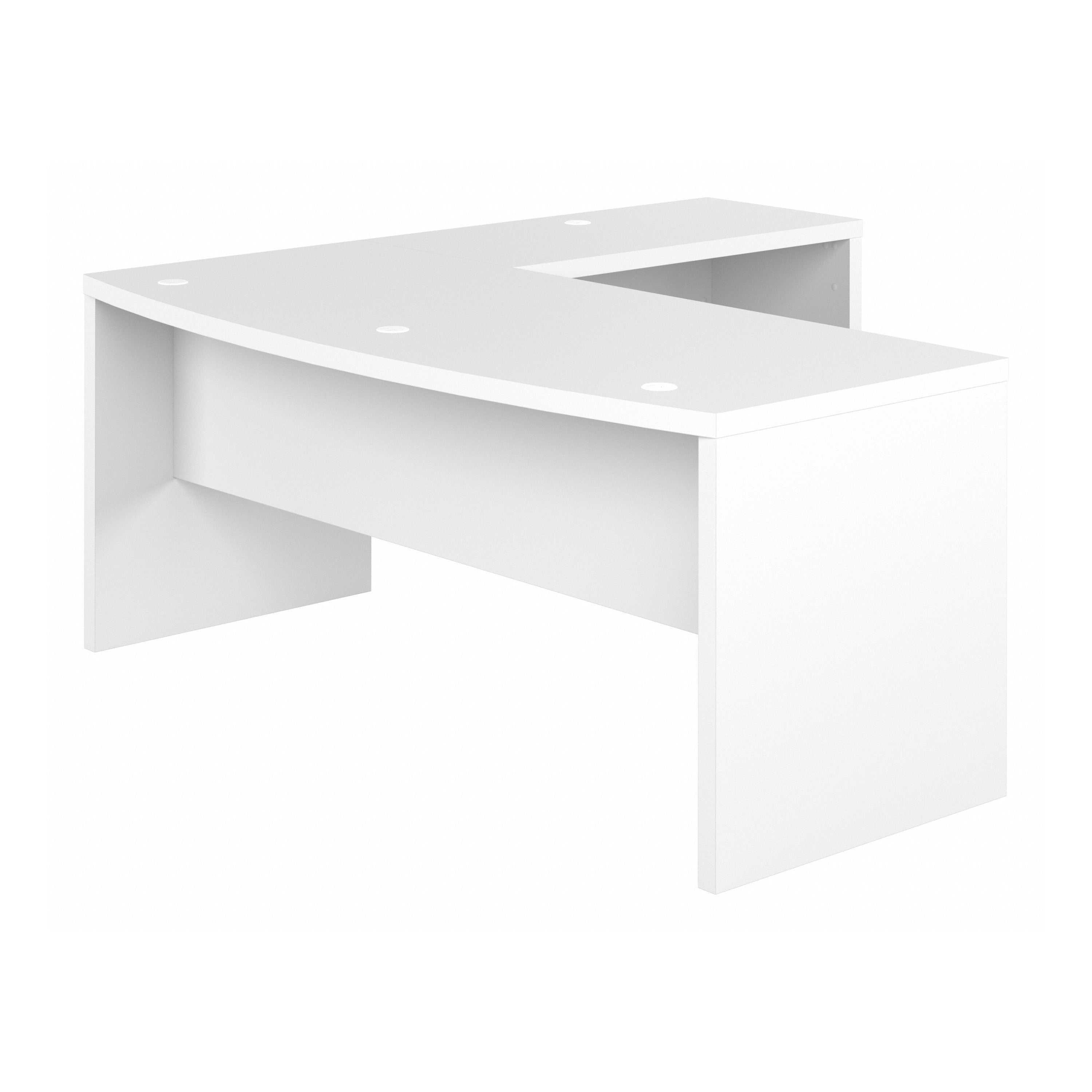 Bush Business Furniture Echo 72W Bow Front L Shaped Desk in Pure White - 71.97" Width x 77.32" Depth x 30" Height