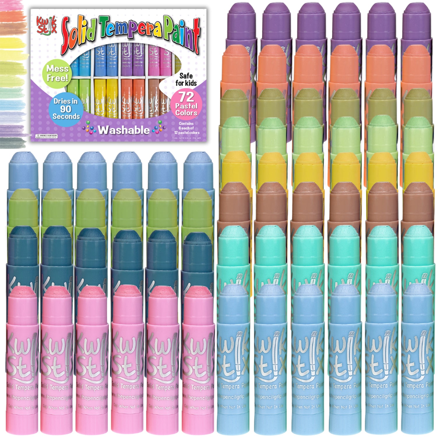 Tempera Paint Sticks Classpack, Pastel, 6 of Each Color, 72 Count