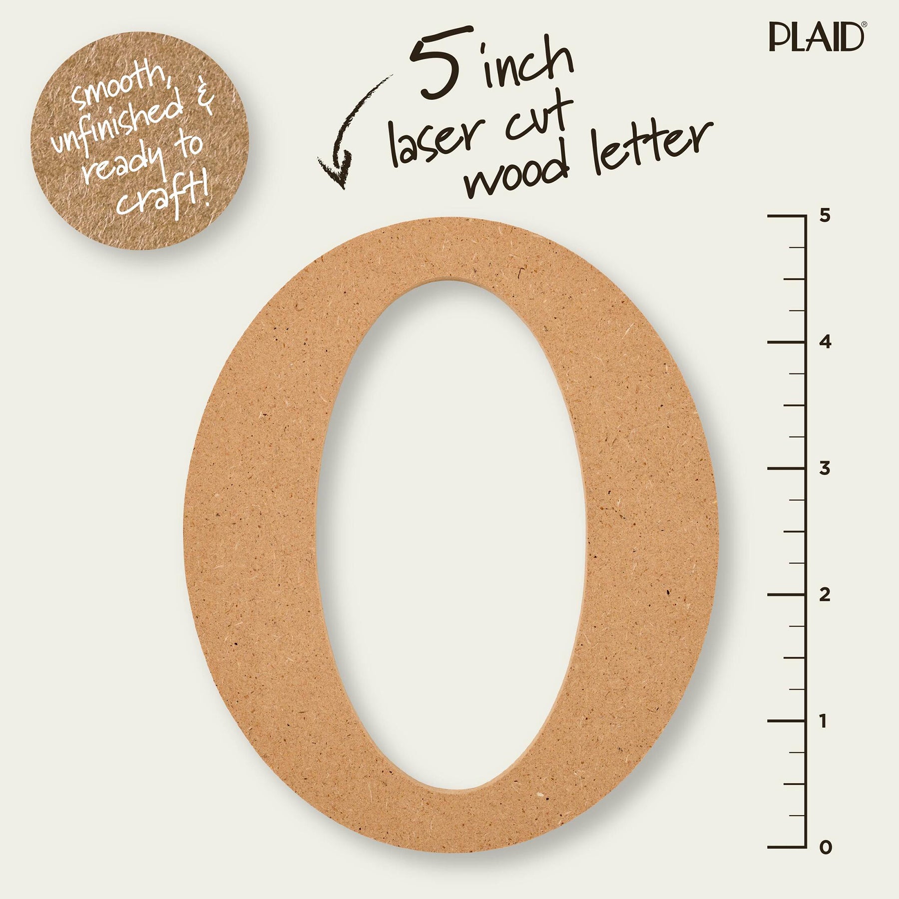 MDF Letter, O, 5 Inch