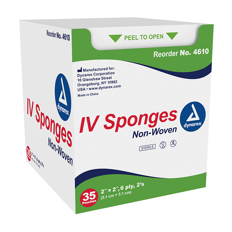 IV Sponge, 2" x 2" 6 Ply 2's - 35 pcs per Box/20 Boxes per Case