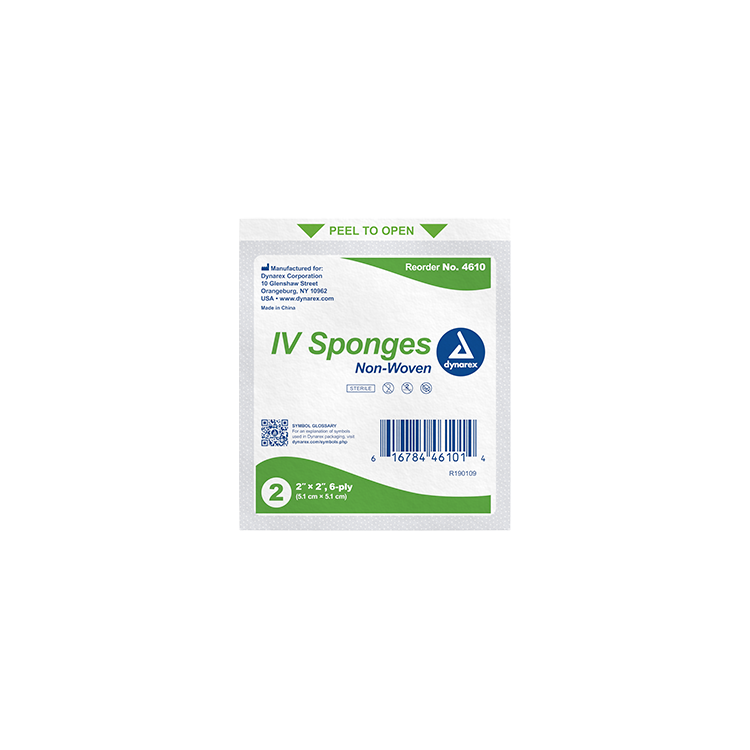 IV Sponge, 2" x 2" 6 Ply 2's - 35 pcs per Box/20 Boxes per Case