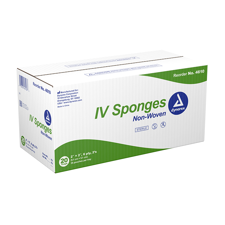 IV Sponge, 2" x 2" 6 Ply 2's - 35 pcs per Box/20 Boxes per Case