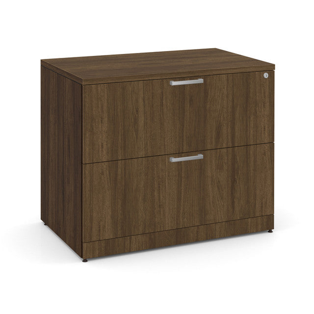 OfficeSource Laminate Lateral Files 2 Drawer Lateral File - Modern Walnut