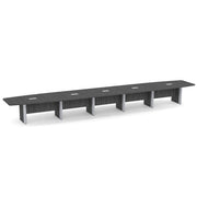 OfficeSource Laminate Expandable Boat Shaped Conference Table with Elliptical Base - 24' - Coastal Gray