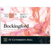 Bockingford Watercolor Pad, Hot Pressed, White, Glue Binding, 140lb/300gsm, 12 Sheet, 12x16 inch, 1 Count