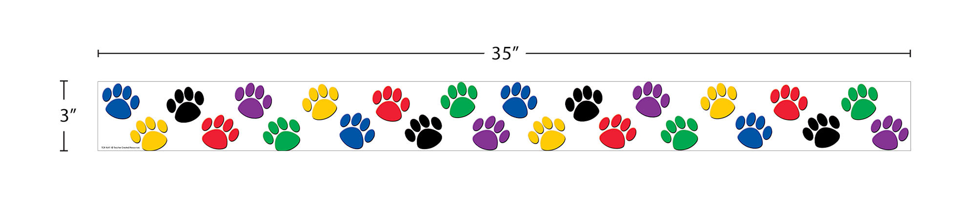 Colorful Paw Prints Straight Border Trim