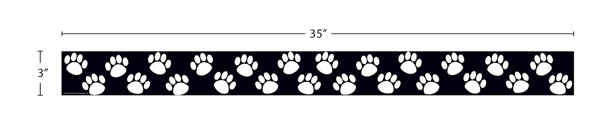 Black with White Paw Prints Straight Border Trim