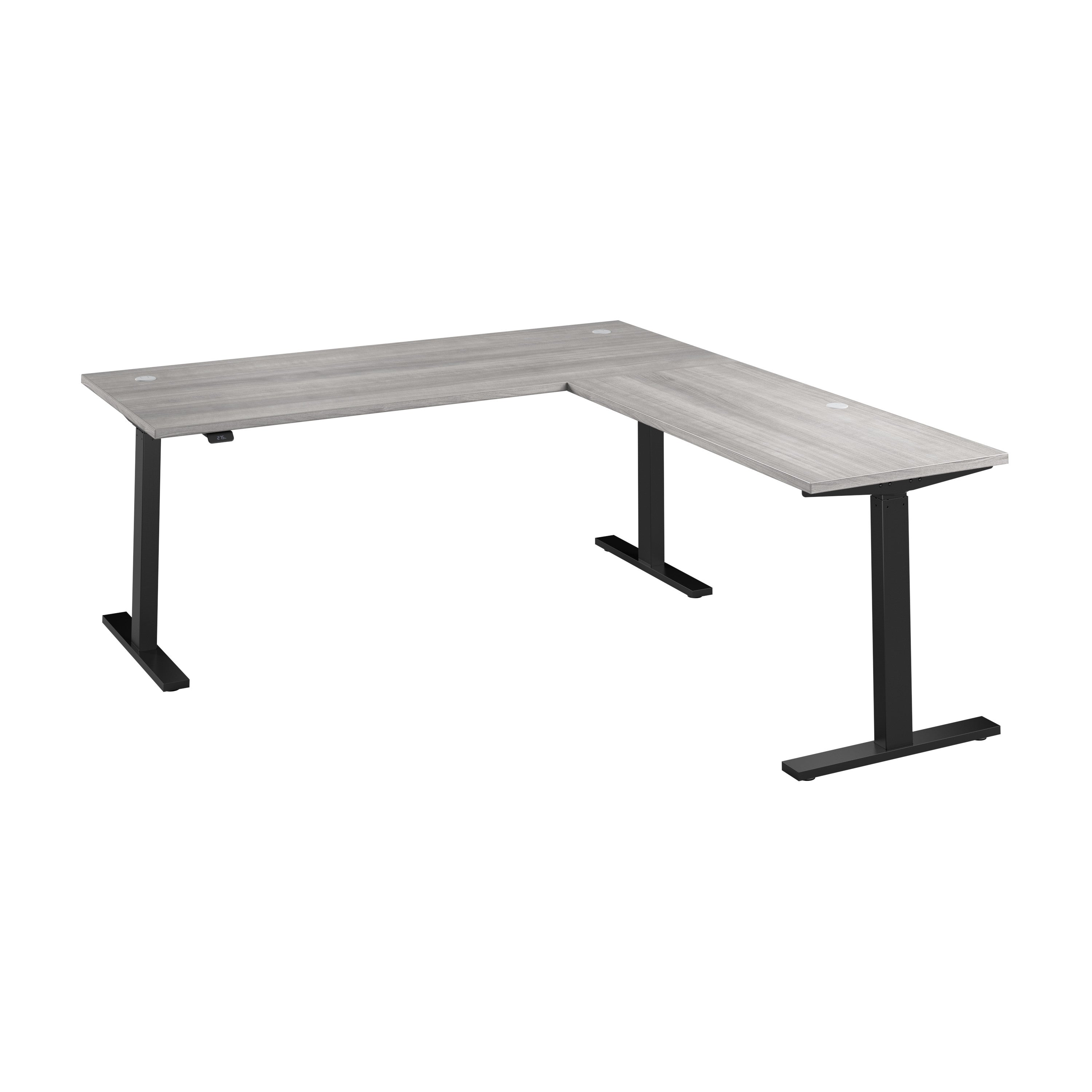 Bush Business Furniture Move 60 Series 72W Height Adjustable L Shaped Standing Desk in Platinum Gray with Black Base - 71.02" Width x 76.97" Depth x 27.44" Height
