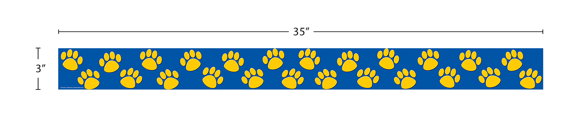 Blue with Gold Paw Prints Straight Border Trim