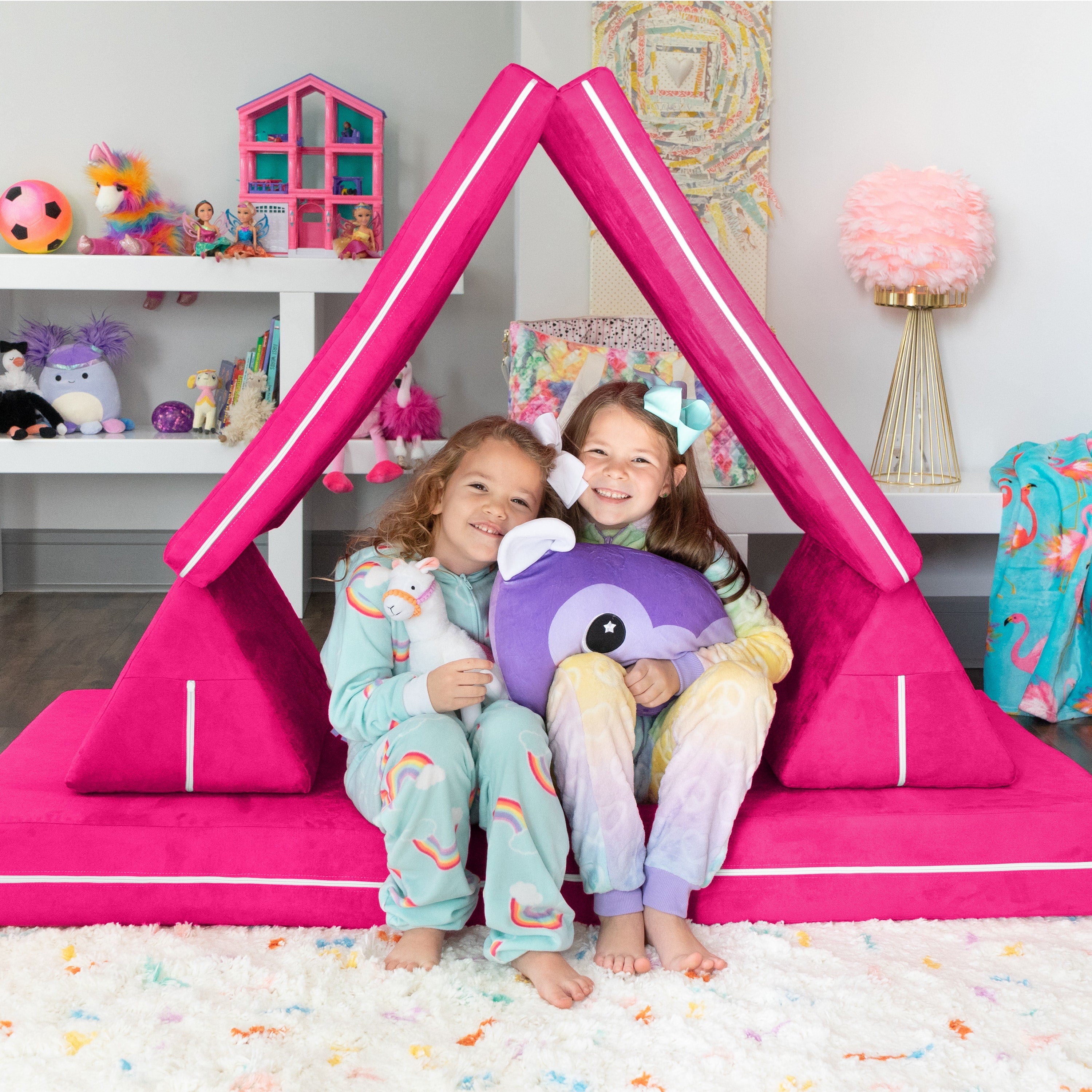 Jaxx Zipline Playscape Imaginative Furniture Playset for Creative Kids, Original Set, Fuchsia