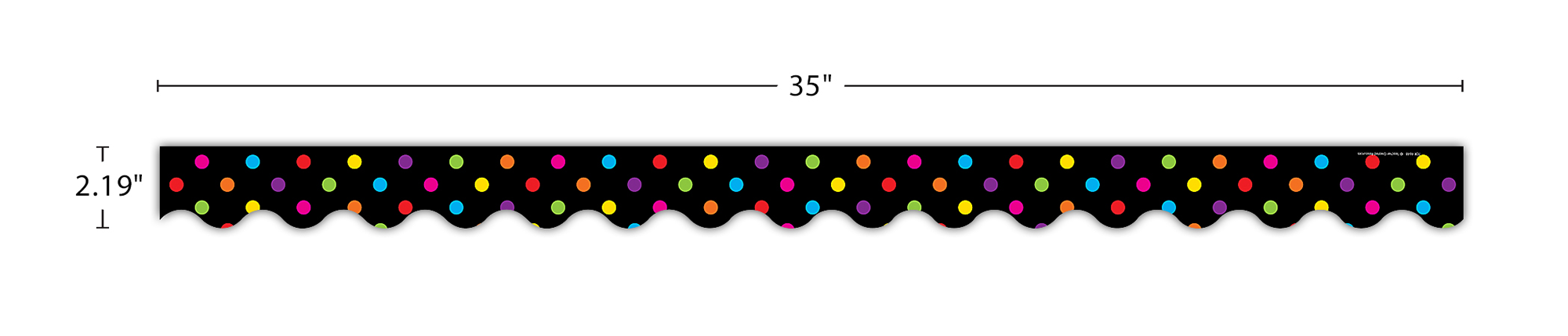 Multicolor Dots on Black Scalloped Border Trim