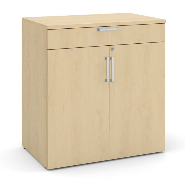 OfficeSource Laminate Buffet Credenza with Top Drawer and Doors - Maple