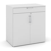 OfficeSource Laminate Buffet Credenza with Top Drawer and Doors - White
