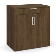 OfficeSource Laminate Buffet Credenza with Top Drawer and Doors - Modern Walnut