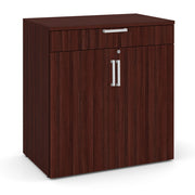 OfficeSource Laminate Buffet Credenza with Top Drawer and Doors - Mahogany