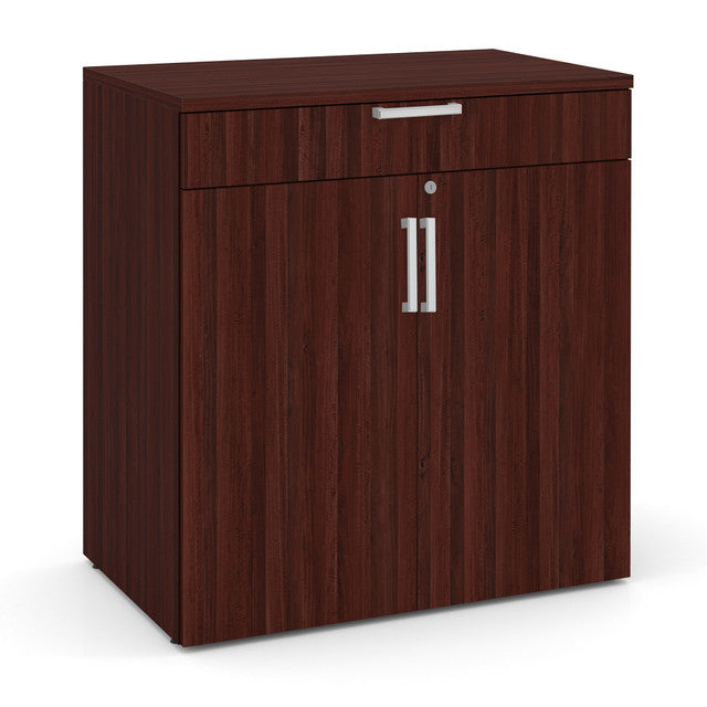 OfficeSource Laminate Buffet Credenza with Top Drawer and Doors - Mahogany