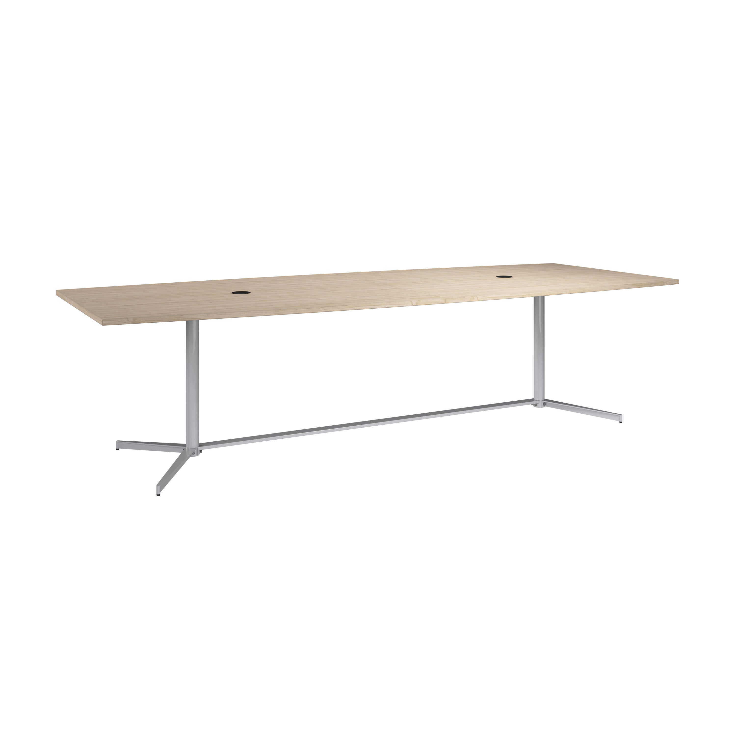 Bush Business Furniture 120-inch Office Conference Table with Metal Base in Natural Elm - 119.21" Width x 47.51" Depth x 28.65" Height