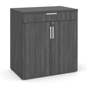 OfficeSource Laminate Buffet Credenza with Top Drawer and Doors - Coastal Gray