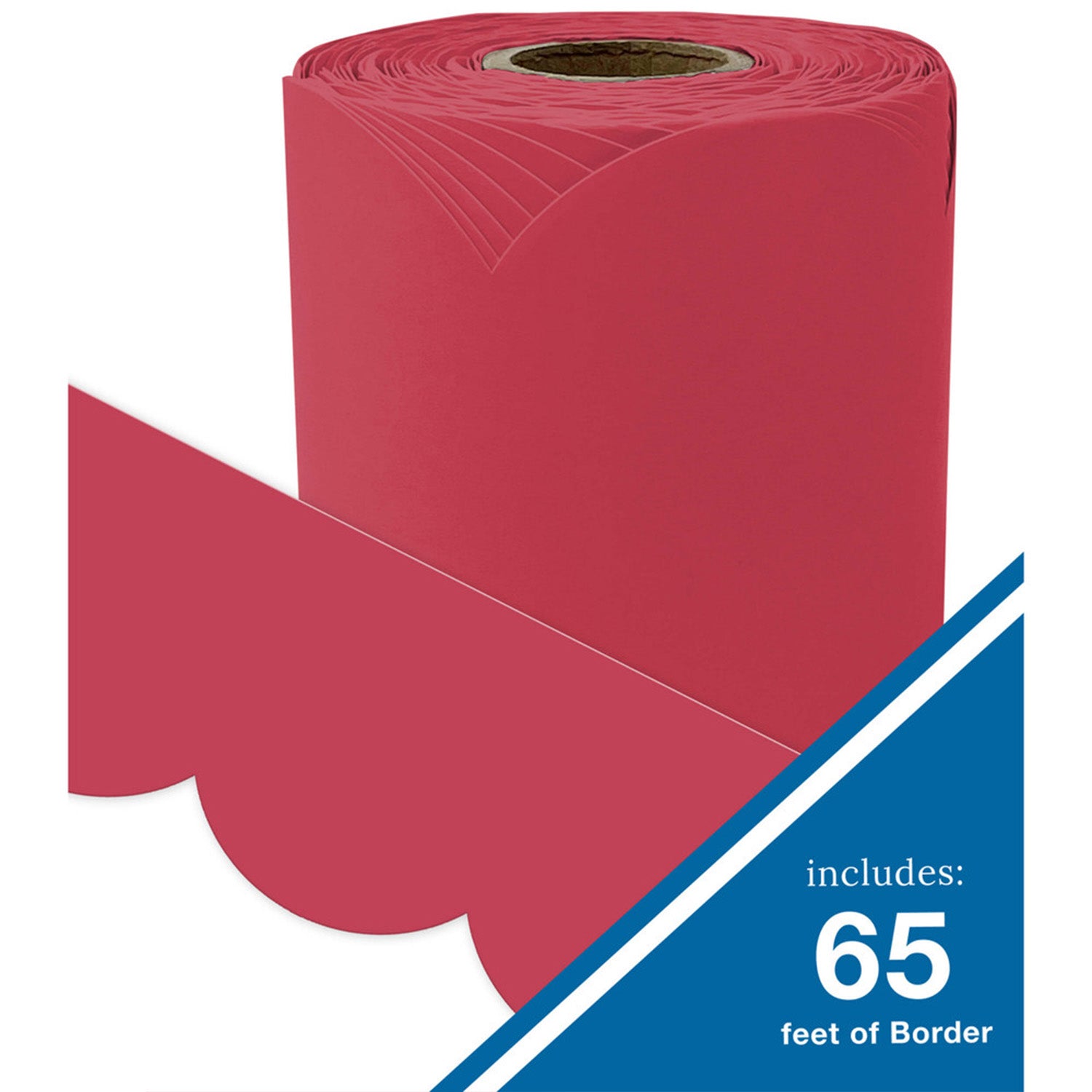 Rolled Scalloped Bulletin Board Border, Berry Red, 65 Feet