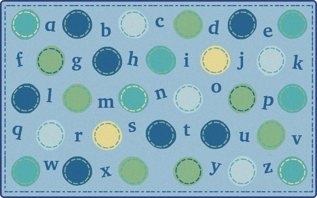 KIDSoft Alphabet Dots Literacy Seating Rug - 8ft x 12ft - Rectangle - Blue