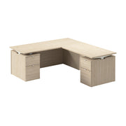 Bush Business Furniture Stratus&nbsp;72W x&nbsp;78D Height Adjustable L Shaped Standing Desk with Drawers in Natural Elm with White Base - 71.02" Width x 76.97" Depth x 27.44" Height