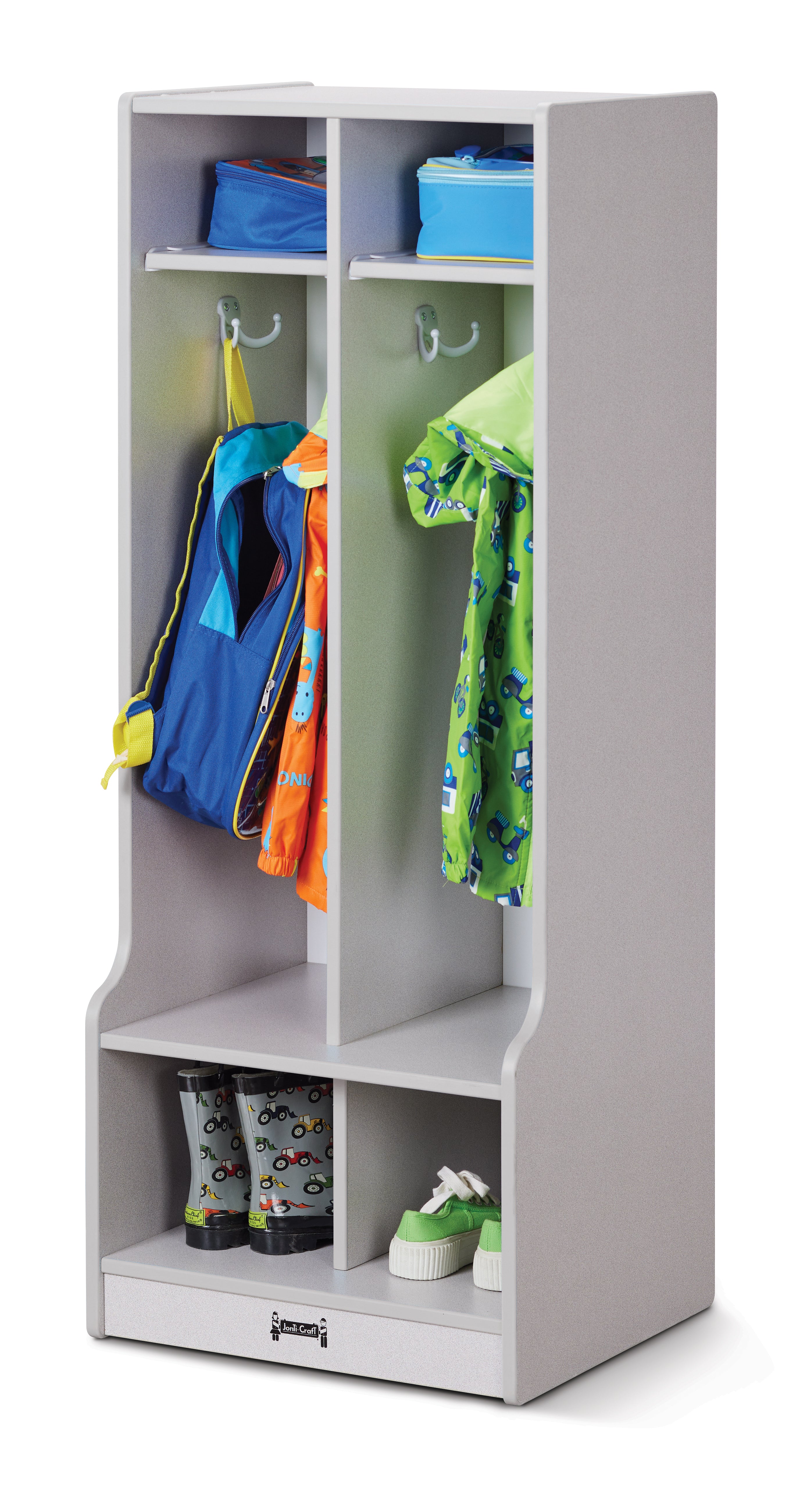 Rainbow Accents® 2 Section Coat Locker with Step   - Gray