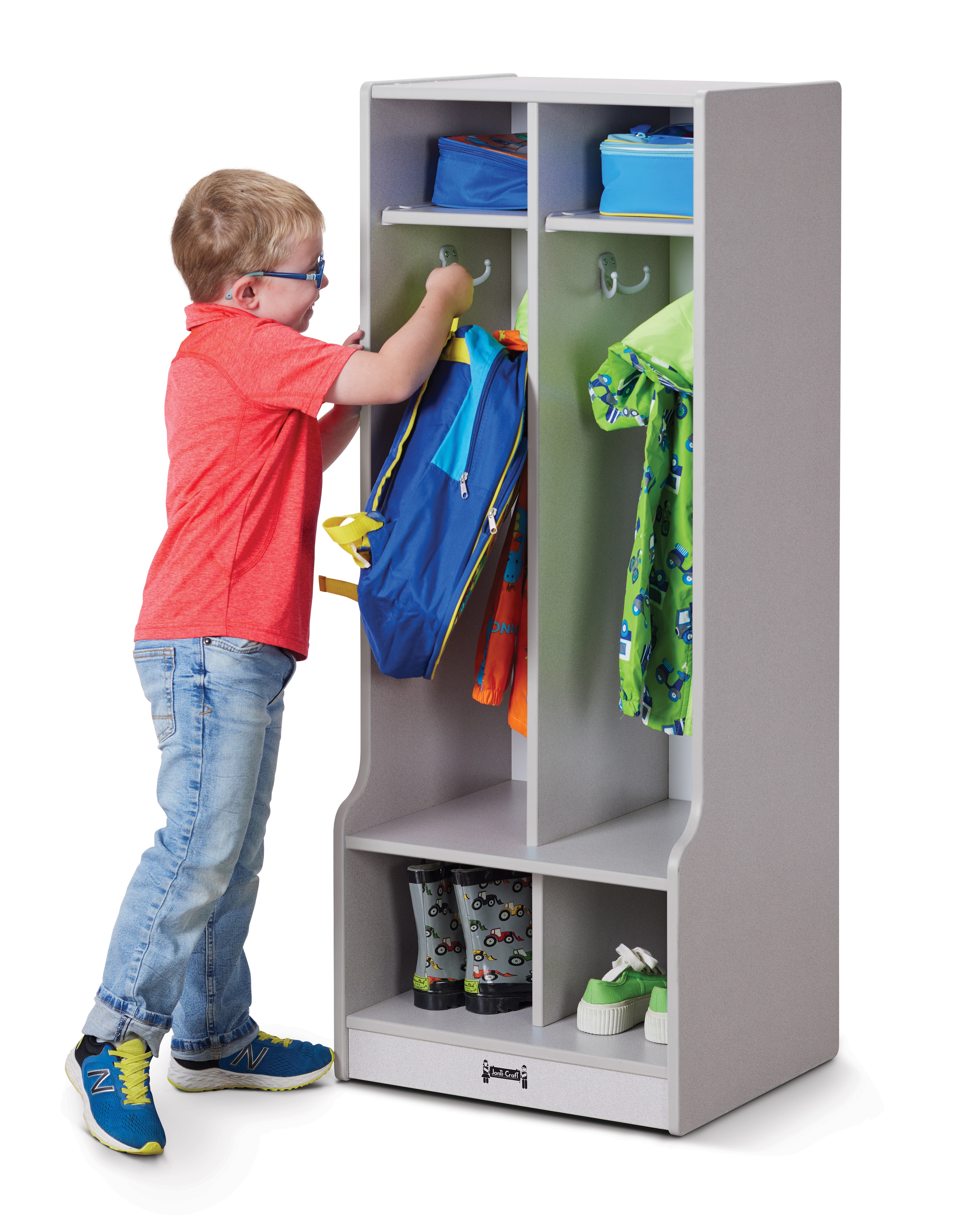 Rainbow Accents® 2 Section Coat Locker with Step   - Gray
