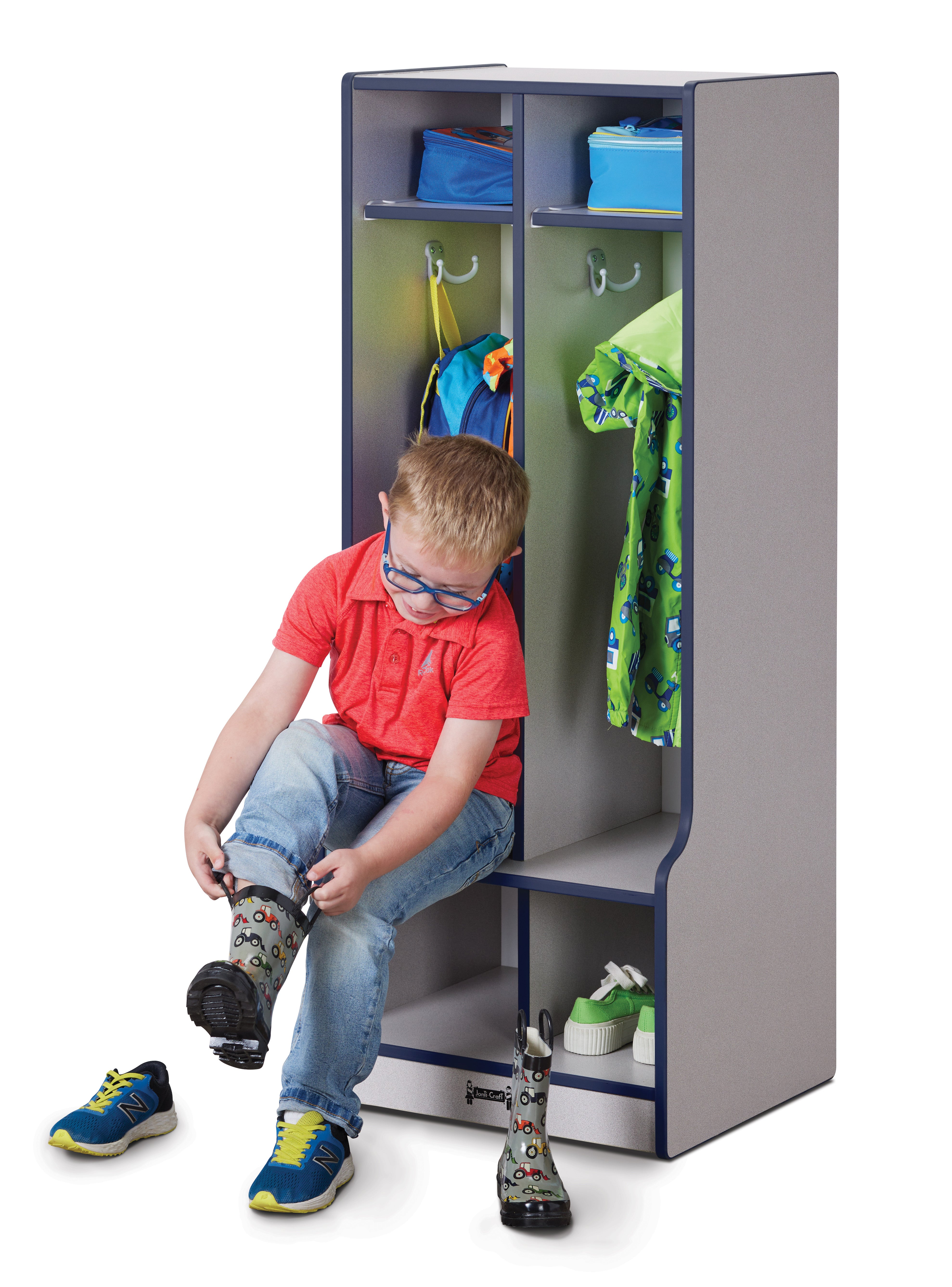 Rainbow Accents® 2 Section Coat Locker with Step - Navy