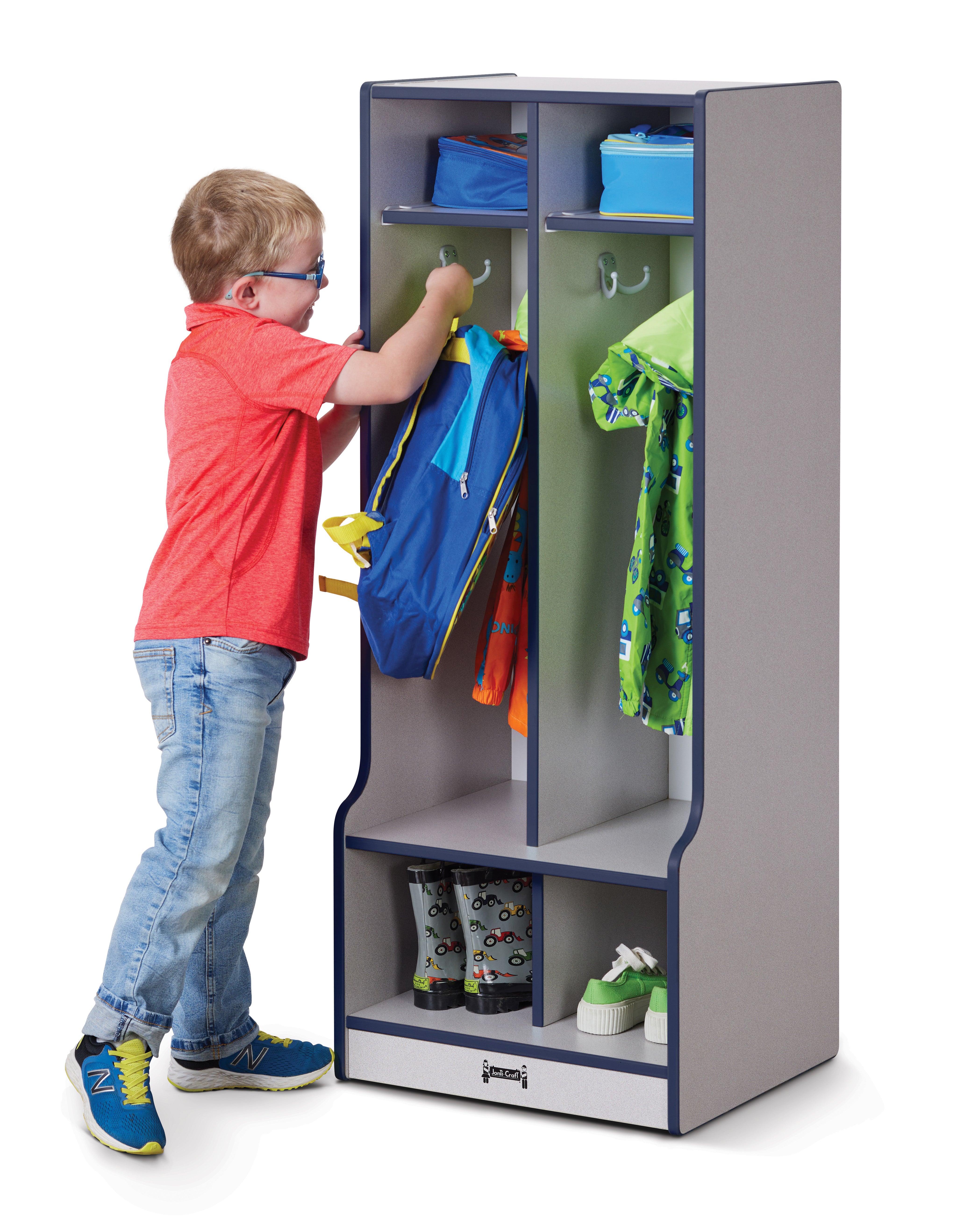 Rainbow Accents® 2 Section Coat Locker with Step - Navy