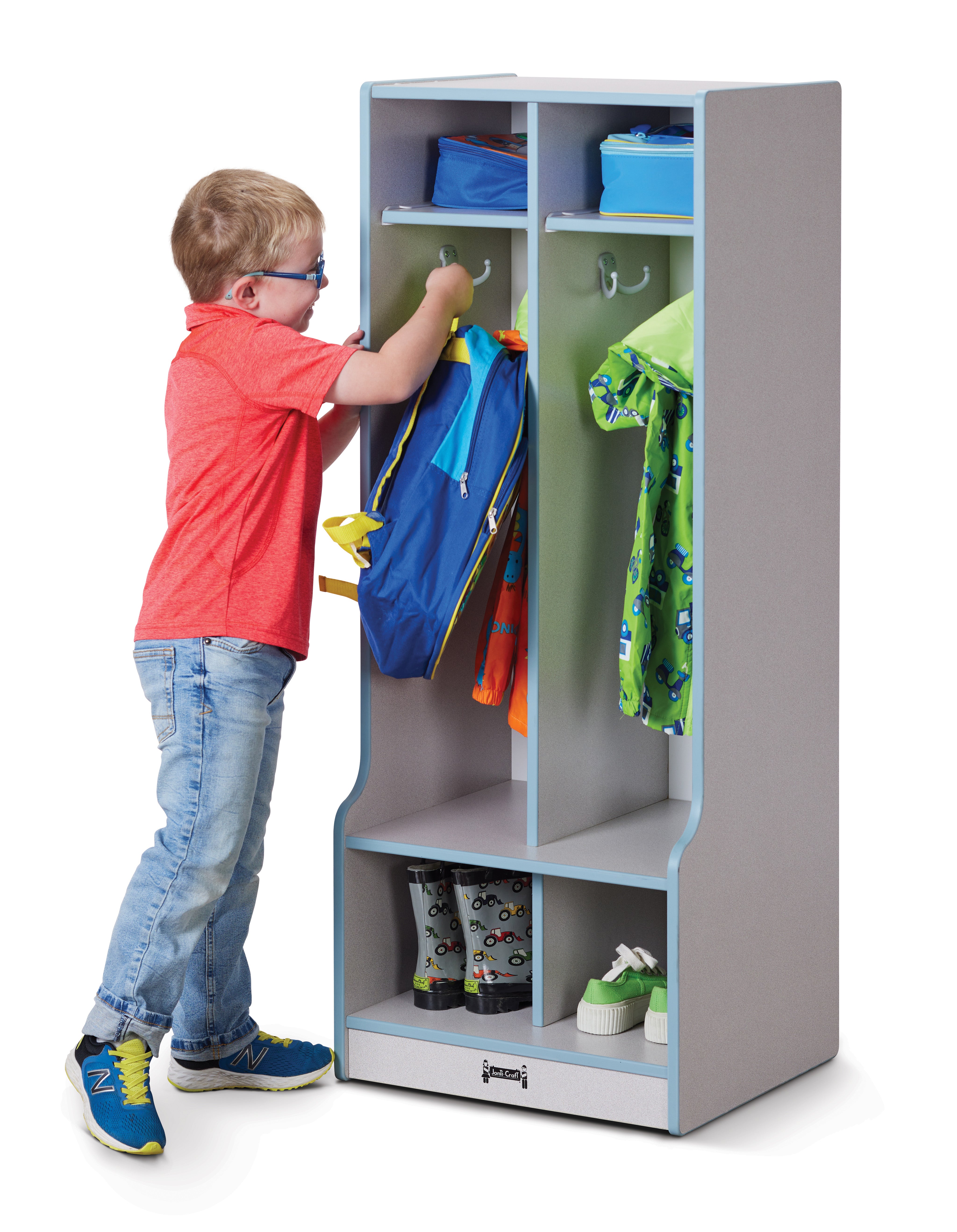 Rainbow Accents® 2 Section Coat Locker with Step  - Coastal Blue