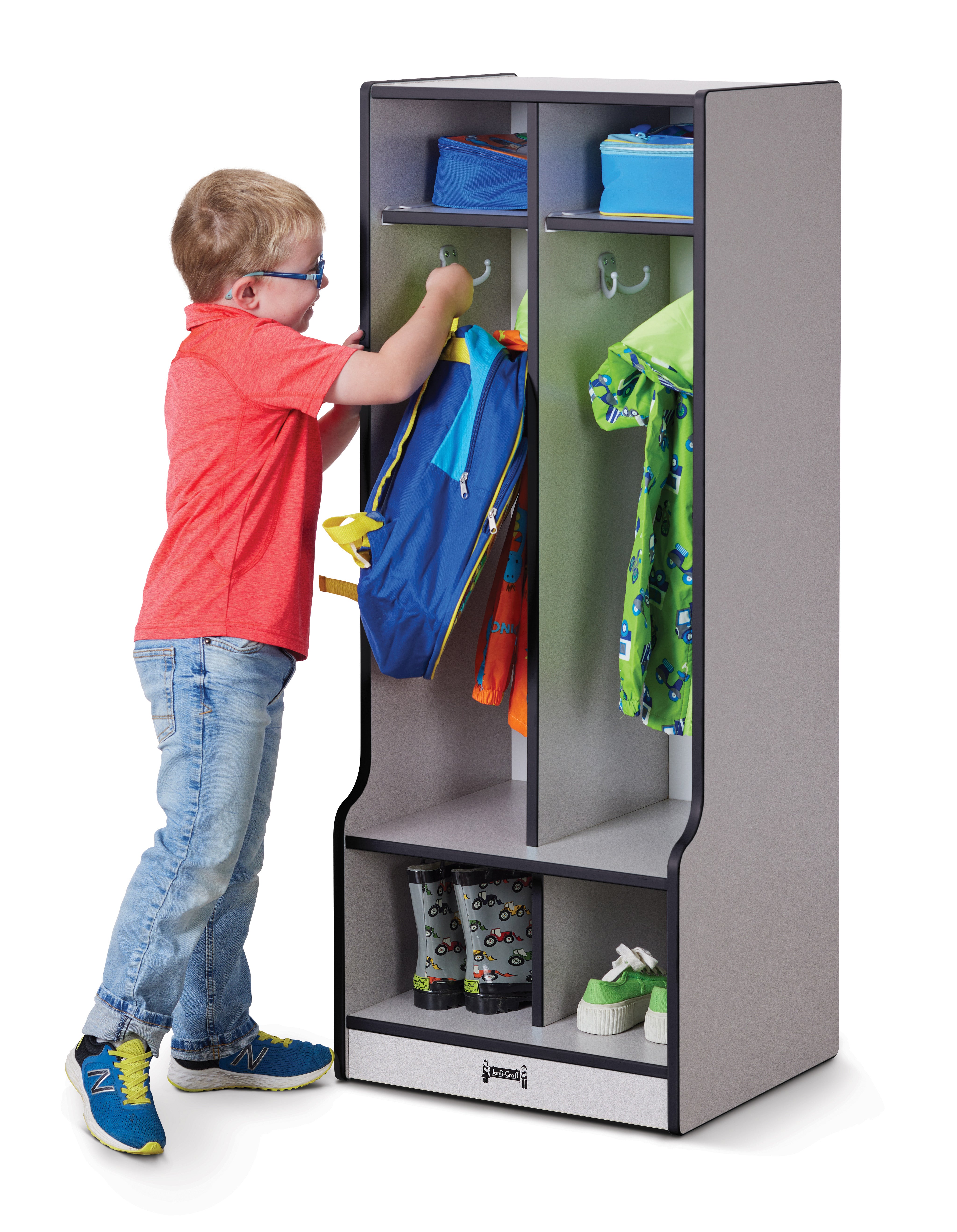 Rainbow Accents® 2 Section Coat Locker with Step - Black