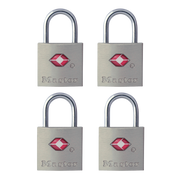 7/8in (22mm) Wide Solid Metal TSA-Approved Luggage Lock; 4-Pack