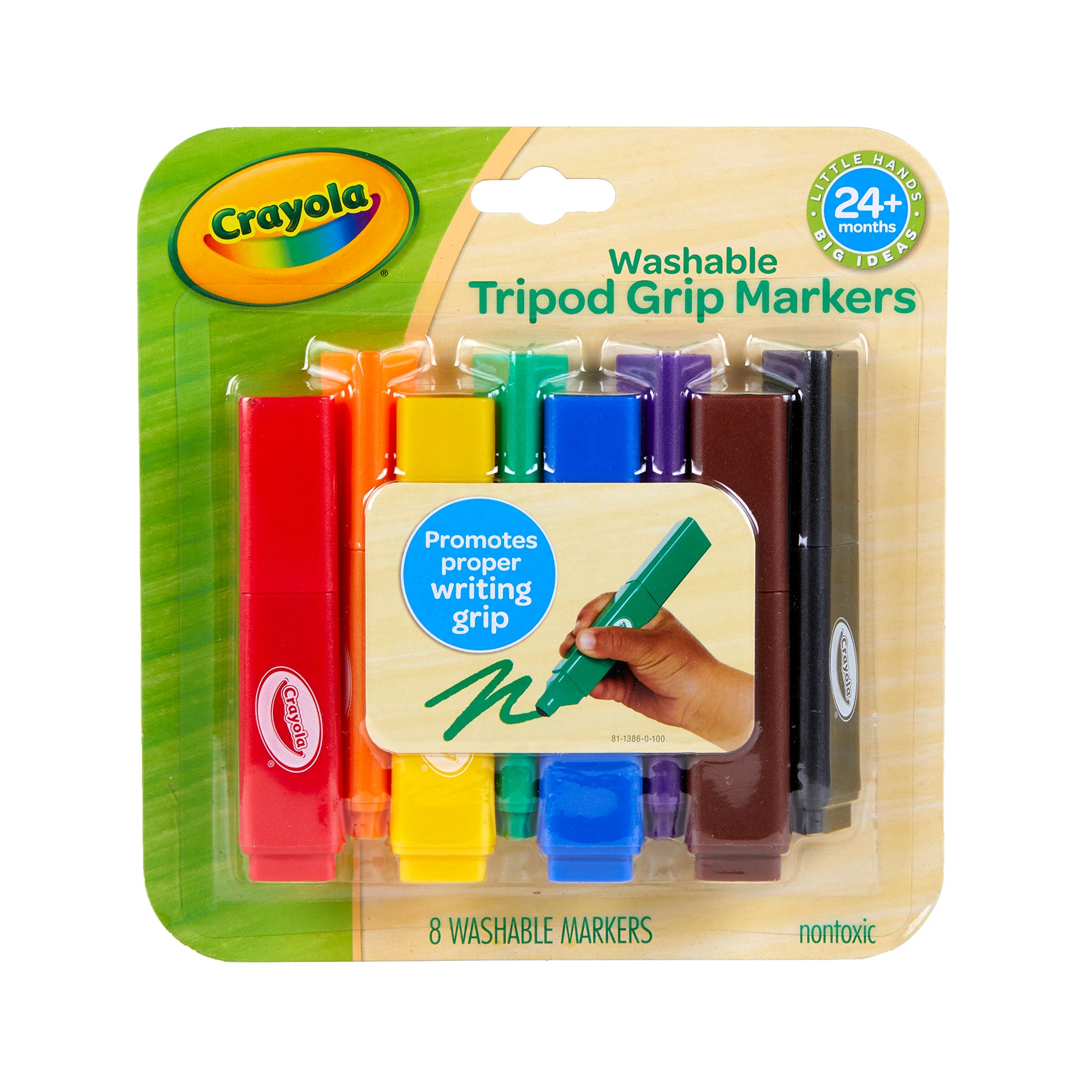 Washable Tripod Grip Markers, Pack of 8