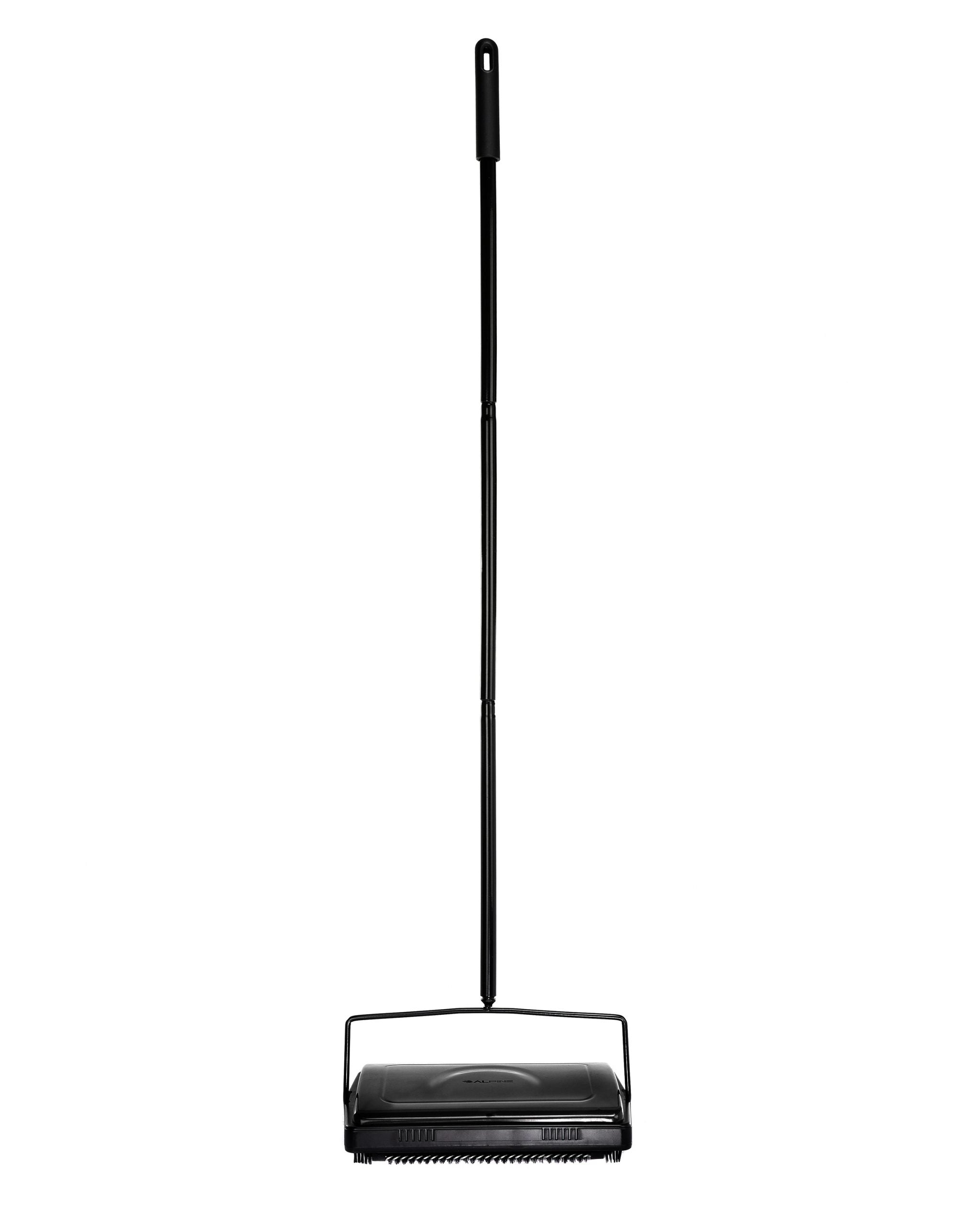 Alpine Industries Triple Brush Floor and Carpet Sweeper, Black