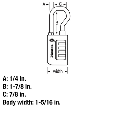 1-5/16in (35mm) Wide Set Your Own Resettable Numeric Combination TSA-Approved Luggage Lock with Extended Reach Shackle