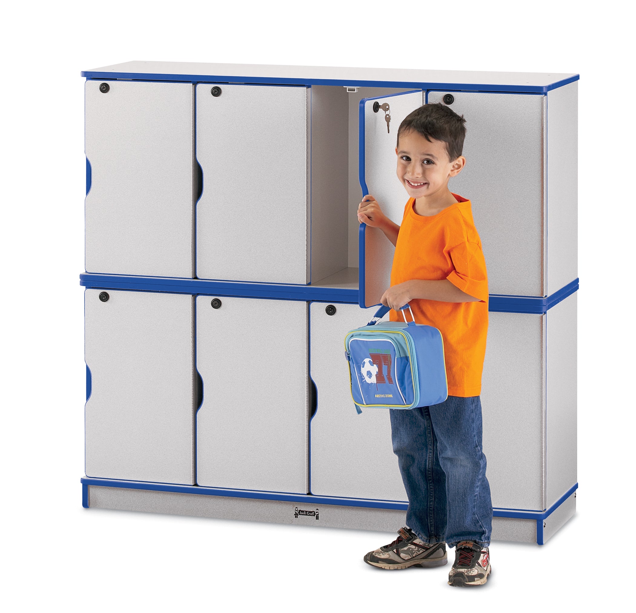 Rainbow Accents® Stacking Lockable Lockers -  Double Stack - Blue