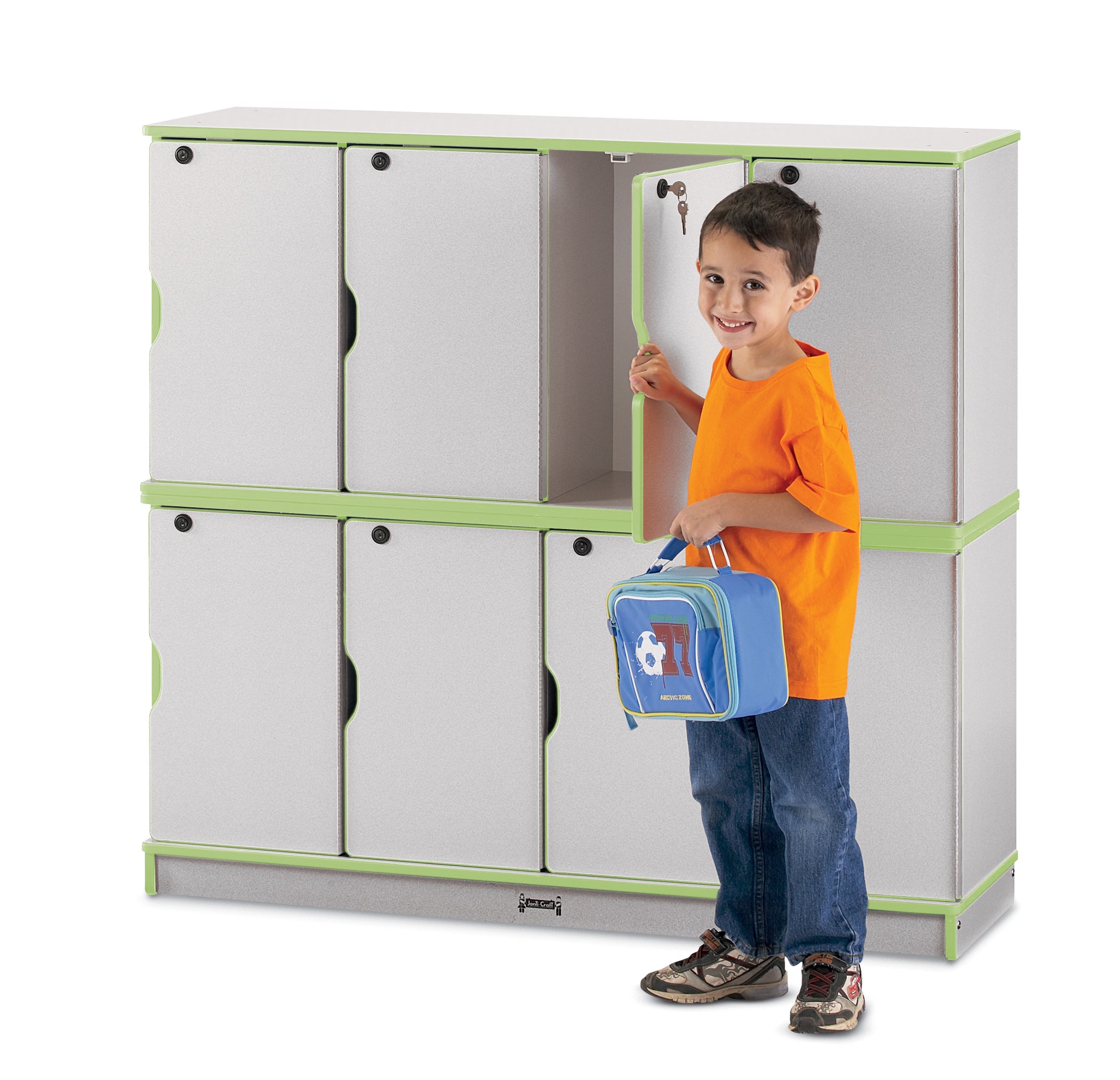 Rainbow Accents® Stacking Lockable Lockers -  Double Stack - Key Lime Green