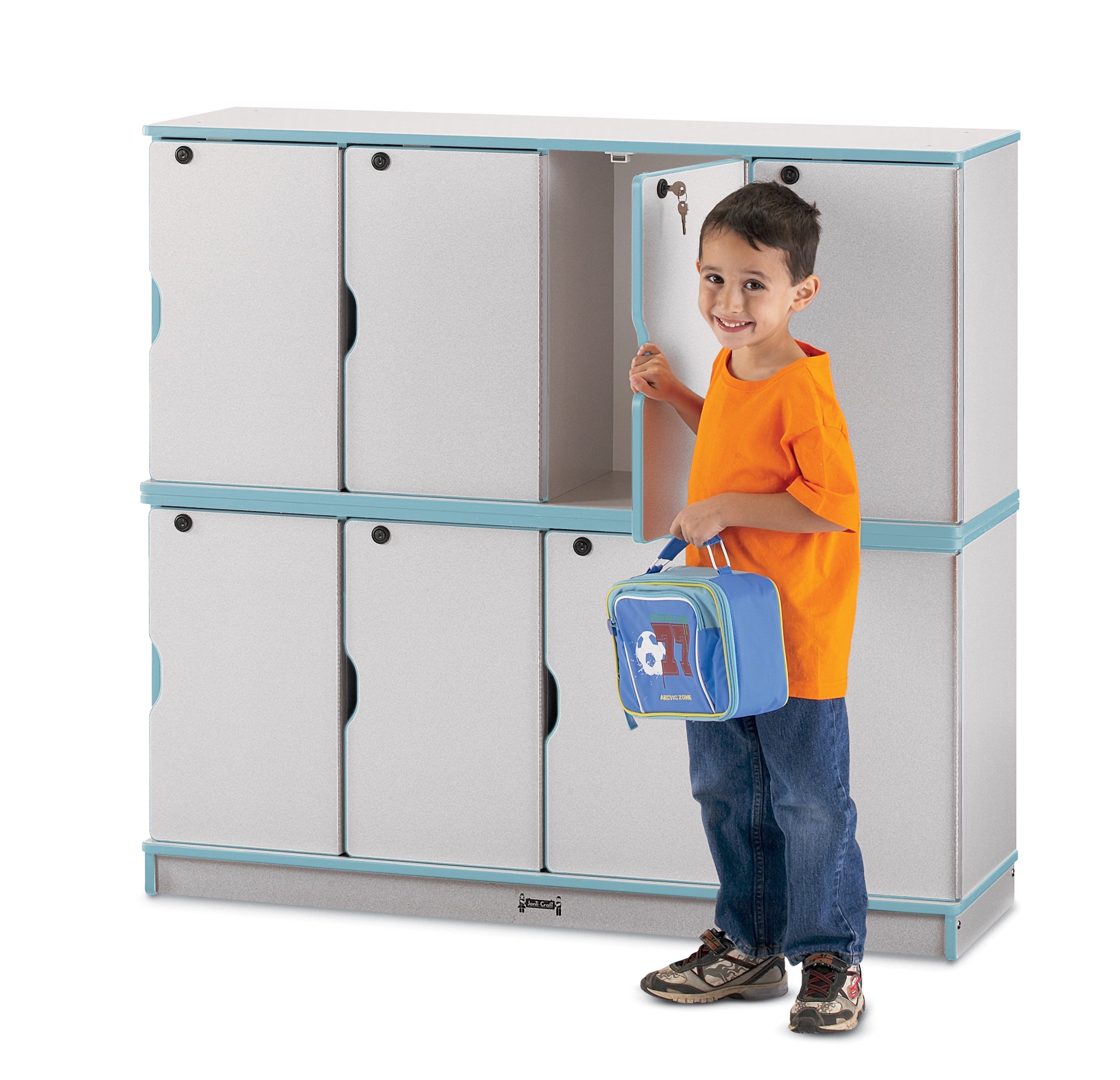 Rainbow Accents® Stacking Lockable Lockers -  Double Stack - Coastal Blue