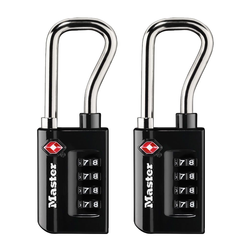 1-5/16in (35mm) Wide Set Your Own Resettable Numeric Combination TSA-Approved Luggage Lock with Extended Reach Shackle, 2-PK